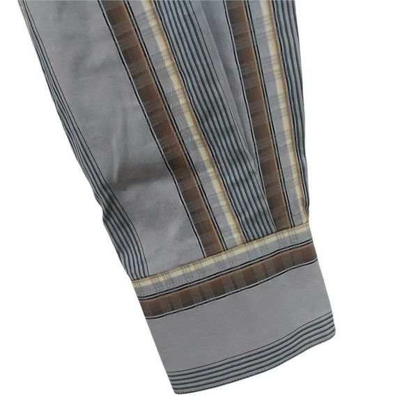 Tommy Bahama Island Soft Shirt Mens Medium Gray Button Up Striped 100% Cotton - Picture 7 of 9